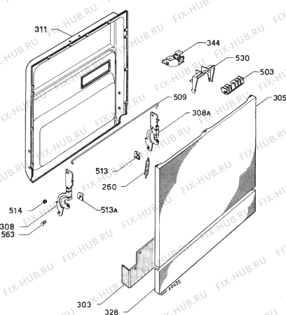 Взрыв-схема посудомоечной машины Zanussi ID5320G - Схема узла Door 003